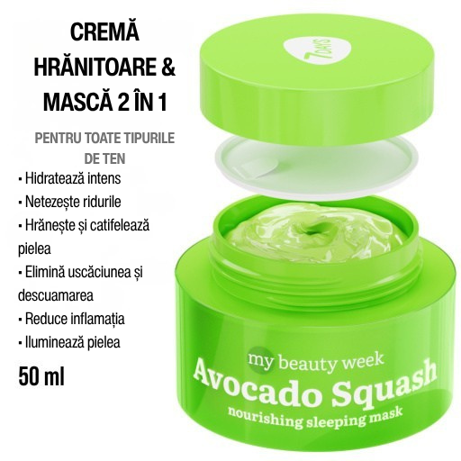 7DAYS Masca de Noapte My Beauty Week Avocado Squash Nutritiva 50ml