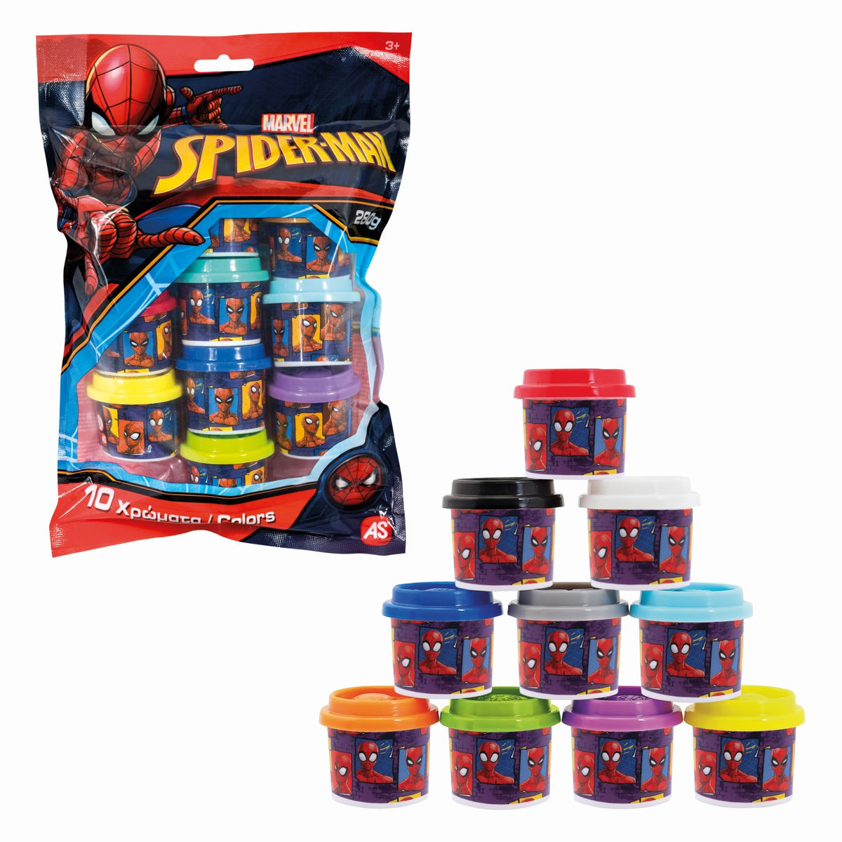 As Set 10 Borcanase de Plastilina Spiderman in Punga de Plastic