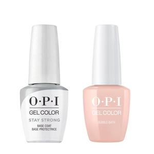 Set OPI Oja Gelcolor Base Coat Stay Strong 15ml si Bubble Bath 15ml