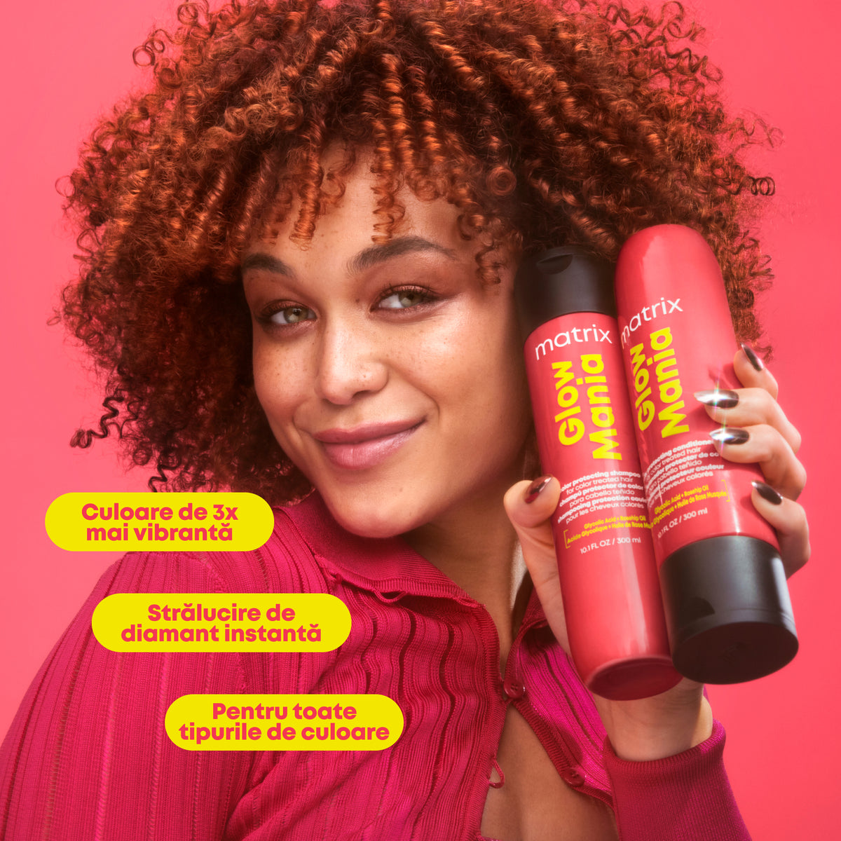 Matrix Glow Mania Shampoo 300ml - Sampon Pentru Mentinerea Culorii si Par Stralucitor