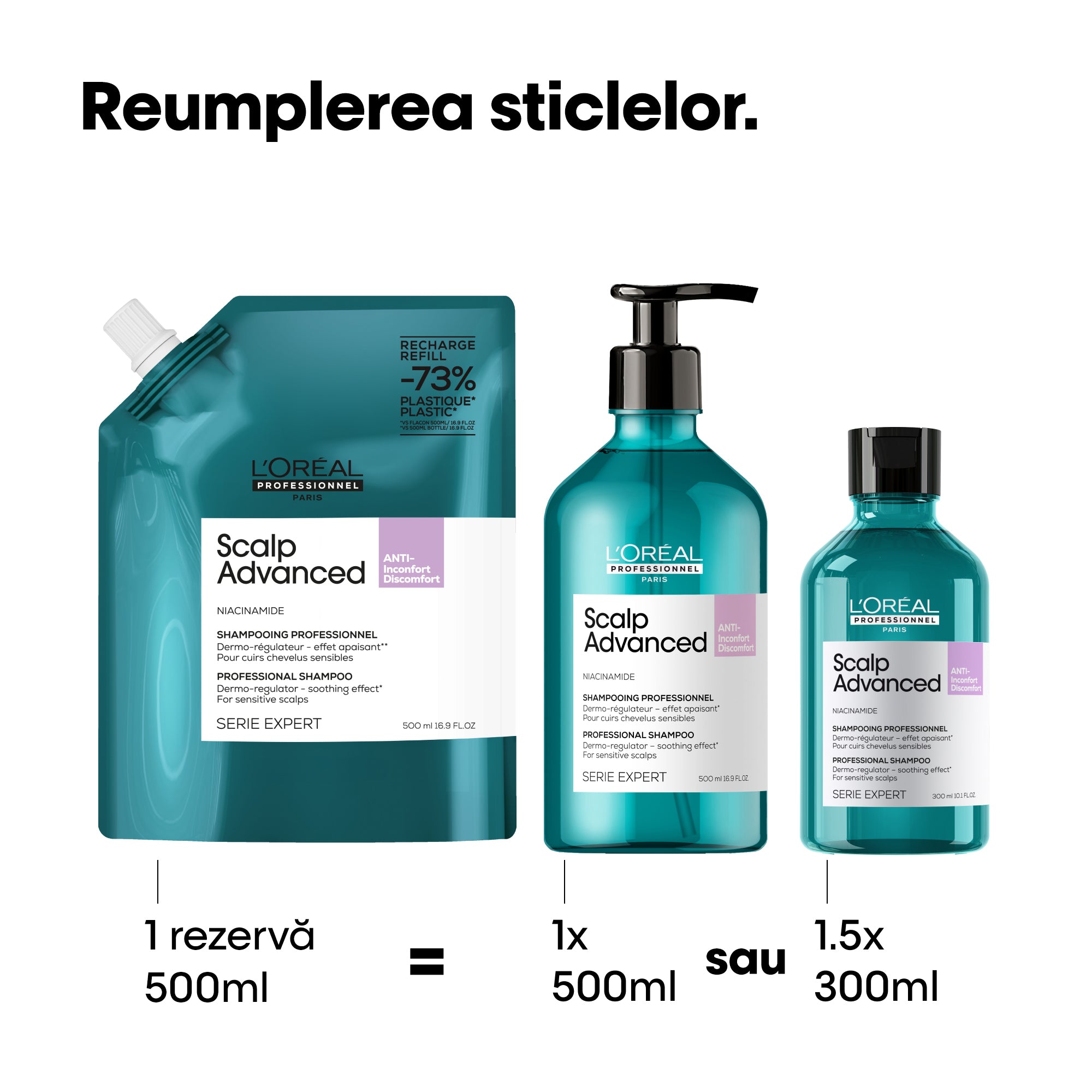L'Oreal Professionnel SE Scalp Advanced 500ml - Rezerva Sampon pentru Scalp Sensibil