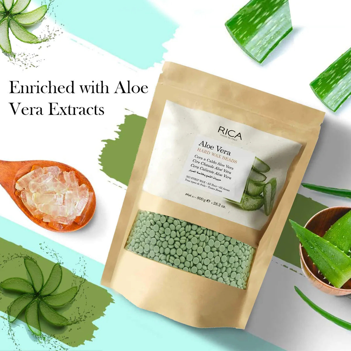 Rica Aloe Vera Hard Wax Beads 800g - Ceara Profesionala Pentru Epilare Delicata