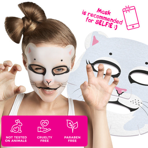7DAYS Masca de Fata Animal Mask Pretty Kitty Zmeura & Lavanda 28g - Combate Semnele Oboselii