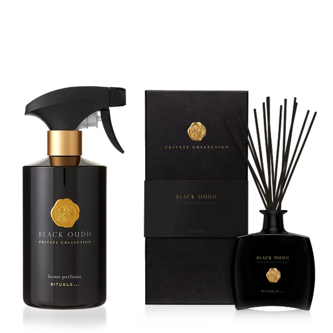 Set Rituals Private Collection Black Oudh - Spray de Interior 500ml si Betisoare Parfumate 450ml