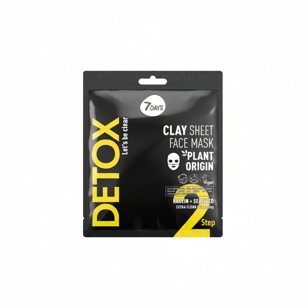 7DAYS Masca Tip Servetel Detox cu Argila Kaolin & Alge 12g - Minimizeaza Porii