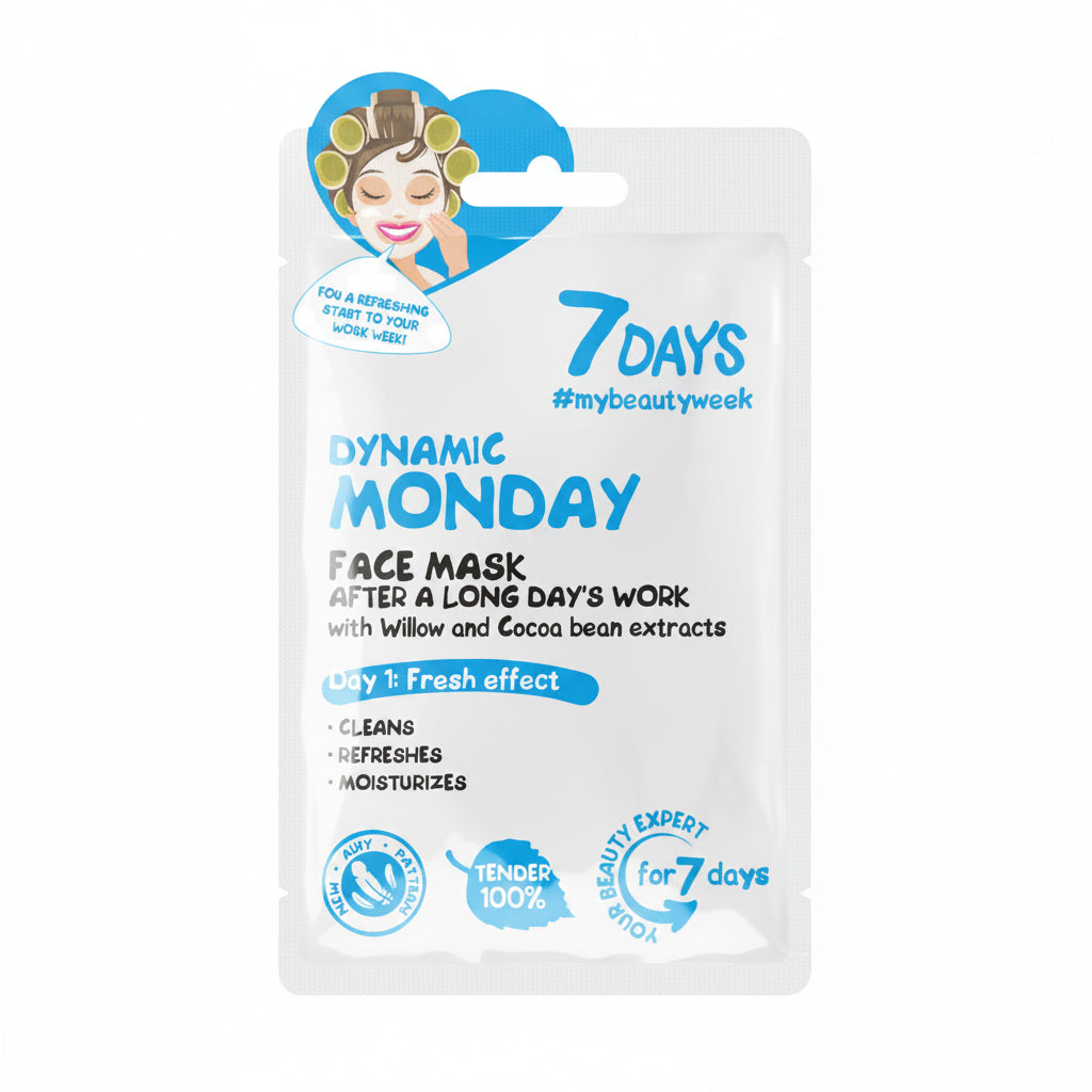 7DAYS Masca de Fata Dynamic Monday Salcie & Boabe de Cacao 28g - Masca Revitalizanta