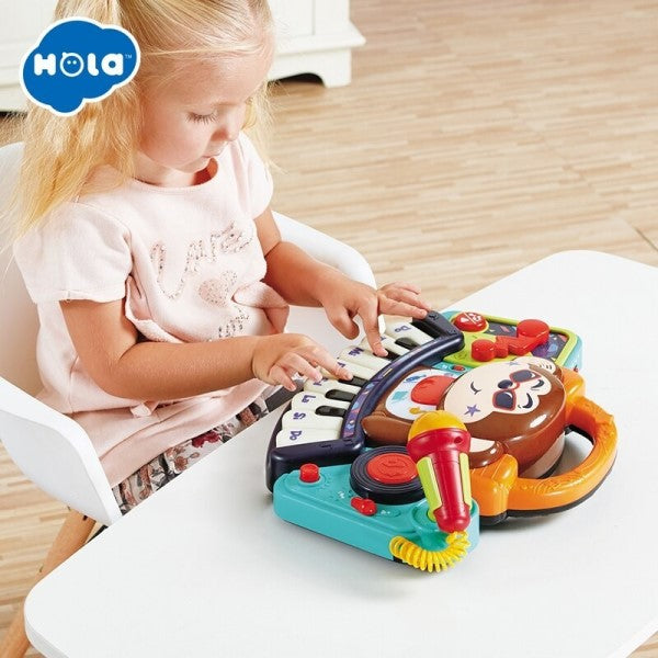 Hola Pianina Bebe Maimutica DJ cu Lumini Sunete si Microfon