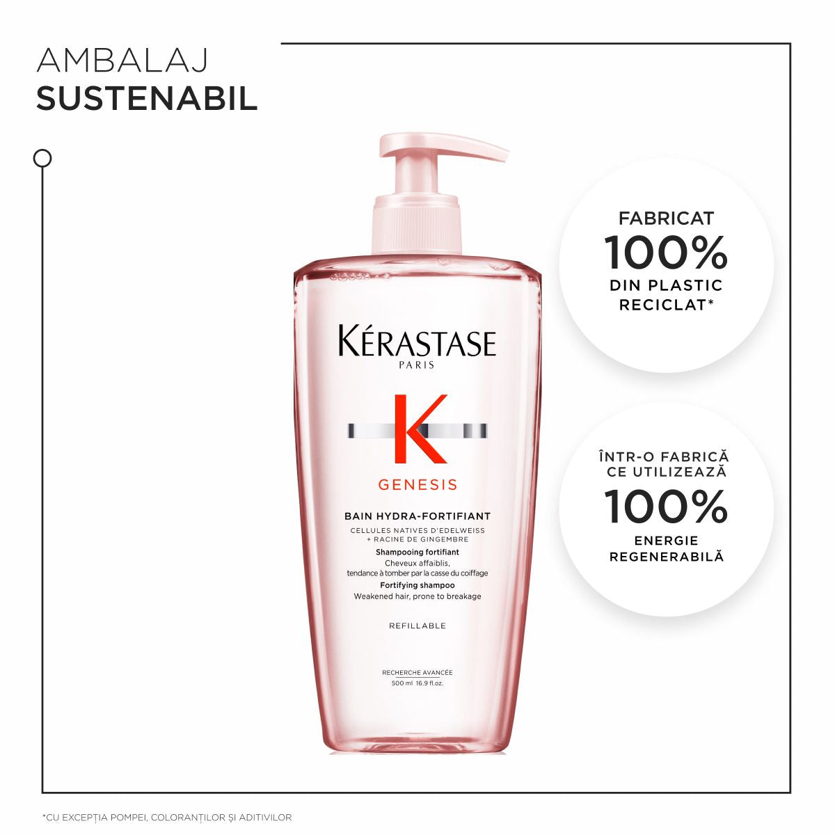 Kerastase Genesis Bain Hydra-Fortifiant Sampon Pentru Par Gras Subtiat Reincarcabil 500ml - Beauty Lounge
