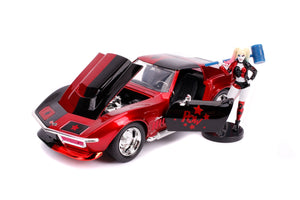 Jada Toys Masinuta din Metal Harley Quinn 1969 Chevy Corvette