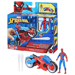 Spider-Man Set Figurina si Vehicul Web Blast Cycle