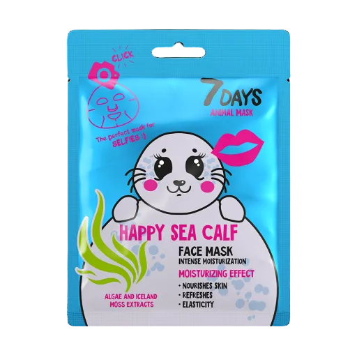 Mască de față tip șervețel 7DAYS Happy Sea Calf, 28 g