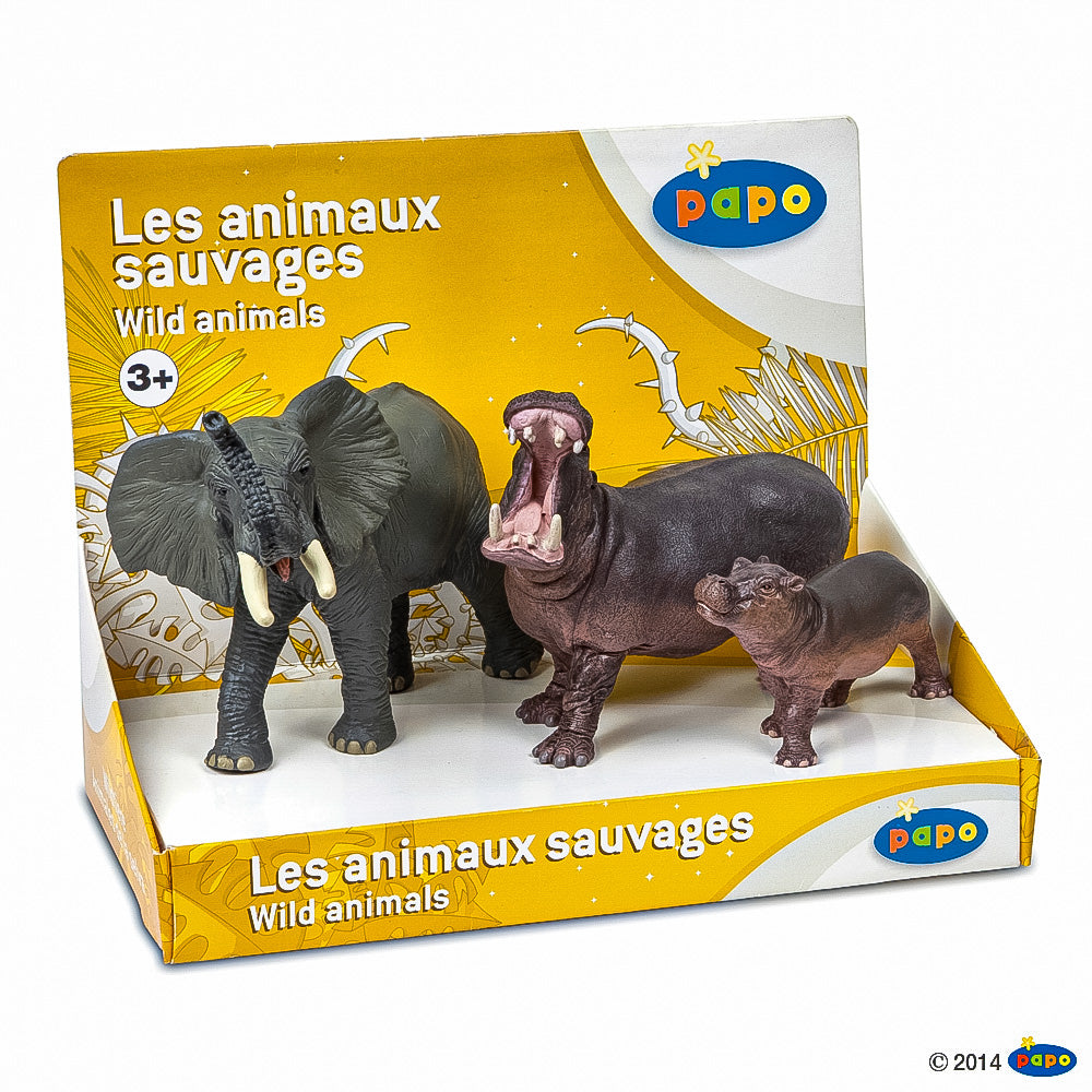 Papo Set Animale Salbatice Elefant Hipopotam si Pui
