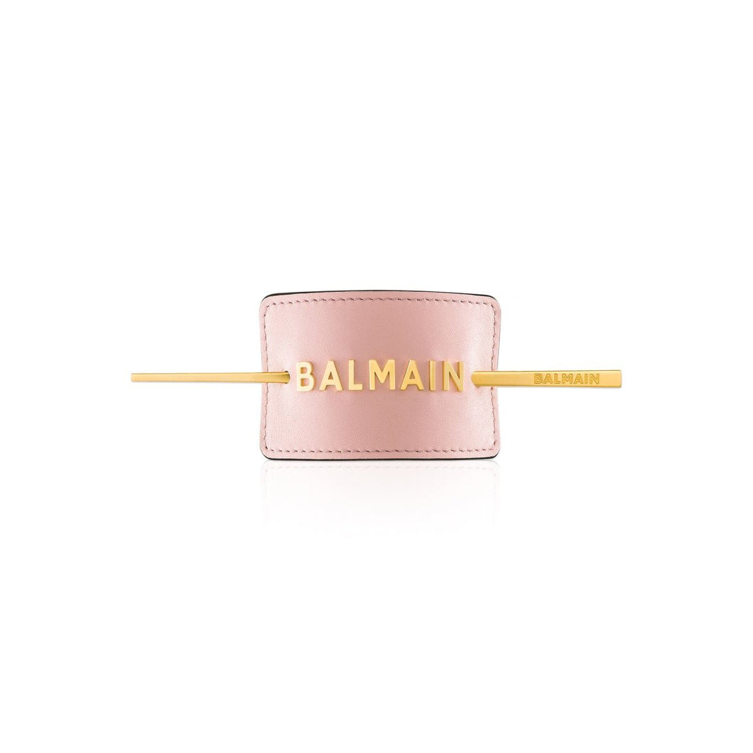 Balmain Le Pastel Pink Hair Barrette with Golden Logo SS20 - Agrafa