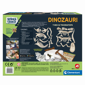 Clementoni Descopera Dinozaurul T-Rex & Triceraptor Fluo Stiinta si Joaca