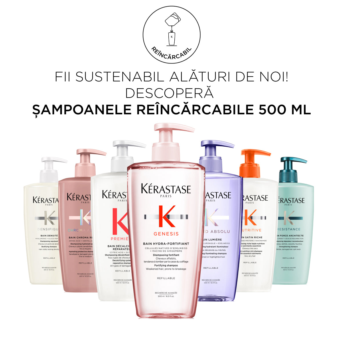Kerastase Genesis Bain Hydra-Fortifiant Sampon Pentru Par Gras Subtiat Reincarcabil 500ml - Beauty Lounge