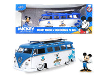 Încarcă imaginea în Galerie, Jada Toys Masina din Metal Volkswagen T1 Bus si Figurina Mickey Mouse
