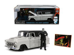 Jada Toys Set Masinuta 1957 Chevy Suburban si Figurina Frankenstein