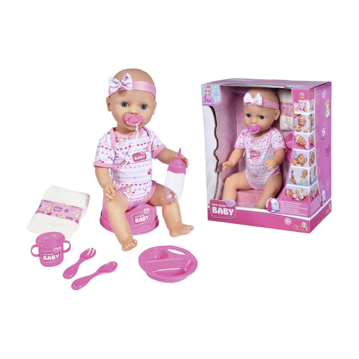 Simba New Born Baby Set Bebelus Roz 39cm