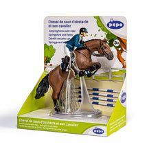 Încarcă imaginea în Galerie, Papo Rase de Cai si Ponei Figurina Set Jocheu si Cal Sarind
