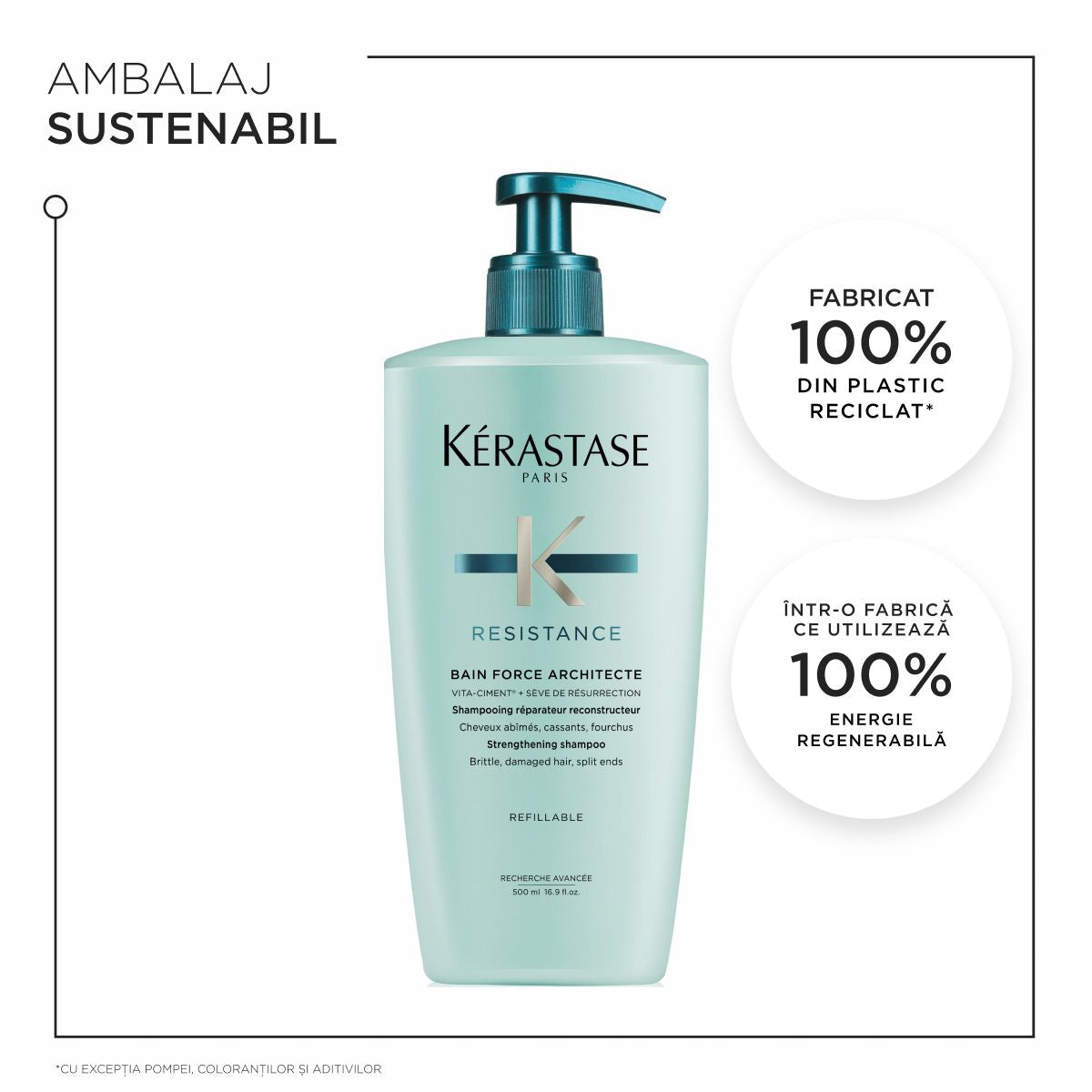 Kerastase Resistance Bain Force Architecte - Sampon Reconstructor Reincarcabil 500ml - Beauty Lounge