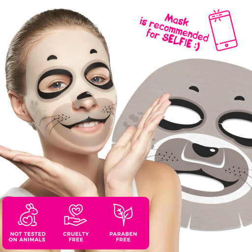7DAYS Masca de Fata Animal Mask Happy Sea Calf Alge & Muschi Alb 28g - Hidratare Intensiva