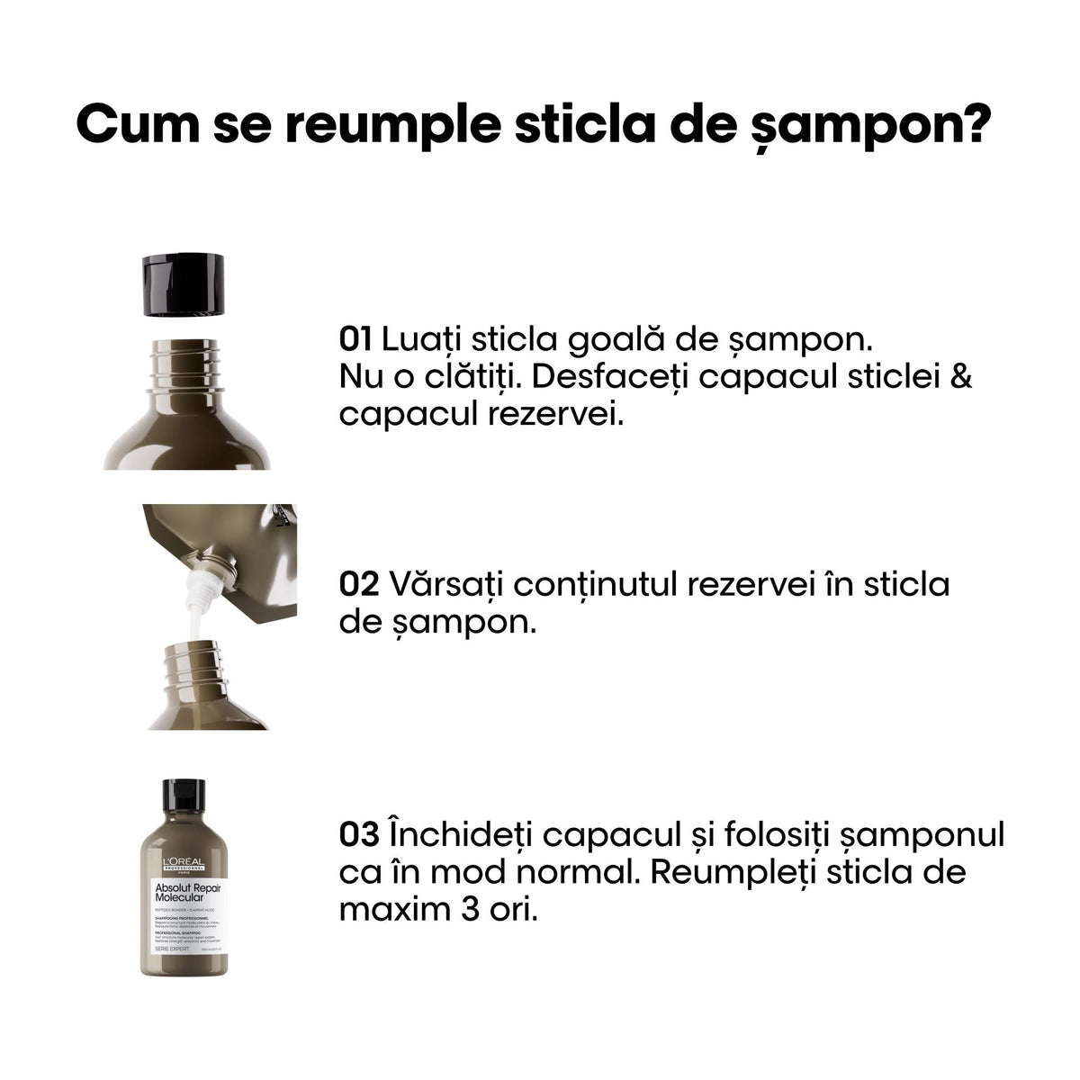 L’Oreal Professionnel Serie Expert Absolut Repair Molecular - Sampon 300ml si Rezerva 500ml - Beauty Lounge