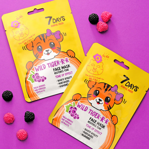 7DAYS Masca de Fata Animal Mask Wild Tiger Fructe Taiga & Verbina 28g - Pentru Fermitate