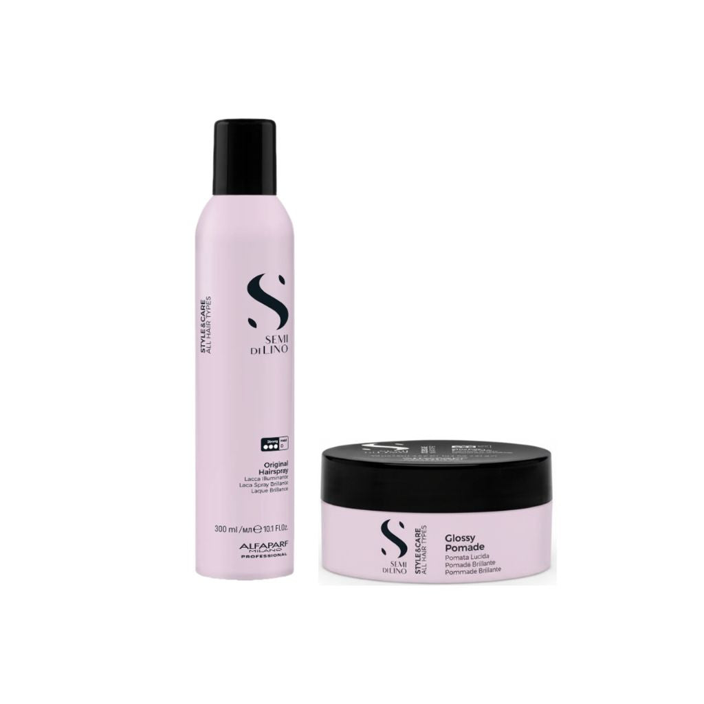 Set Duo Alfaparf Semi Di Lino - Fixativ Puternic 300ml si Ceara Pentru Par 90ml