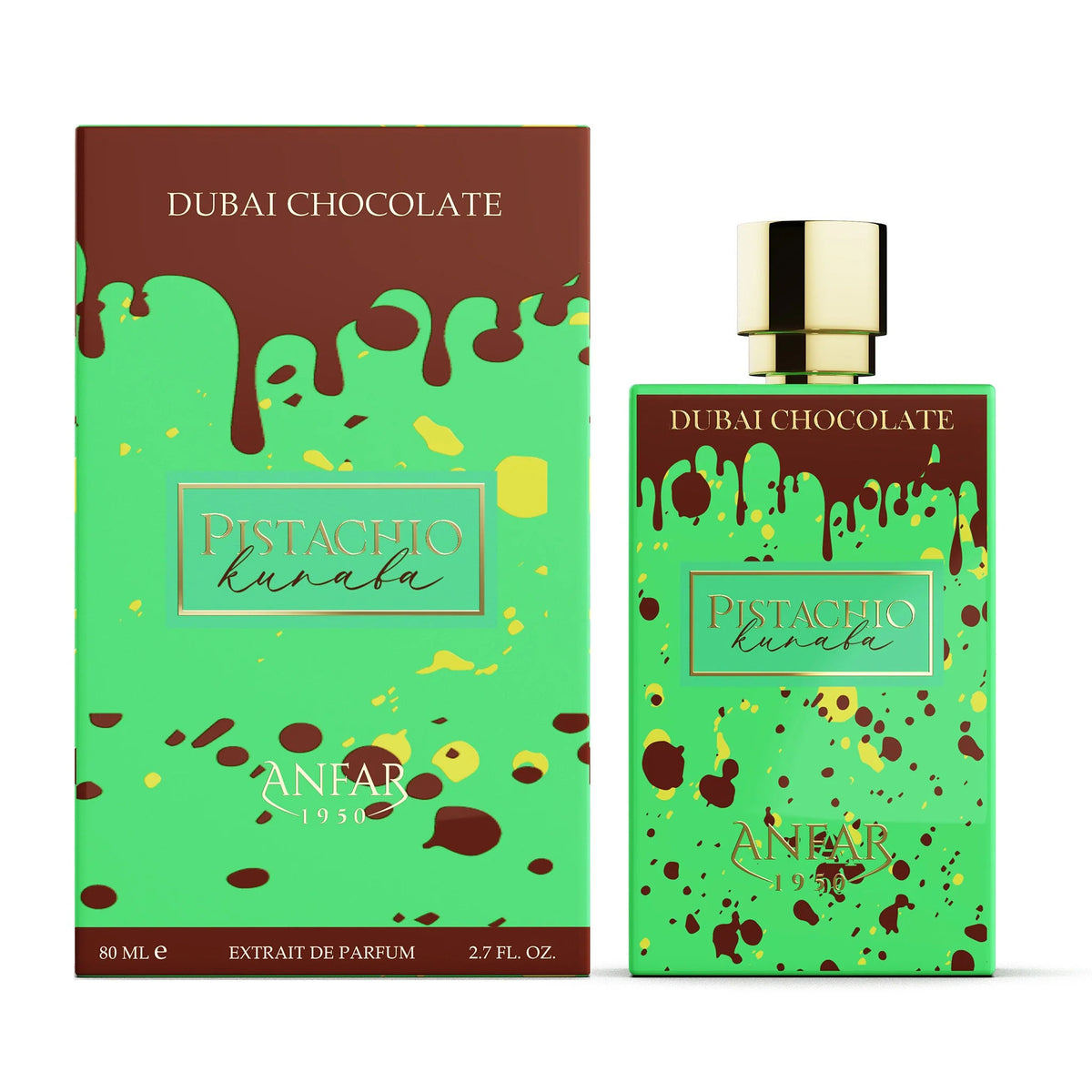 Anfar 1950 Dubai Chocolate Pistachio Kunafa 80ml - Extract de Parfum Unisex Gurmand-Vanilat
