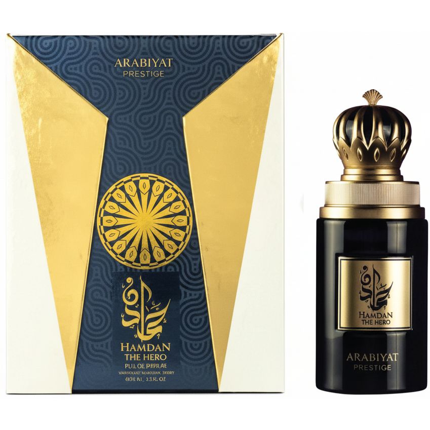 Arabiyat Prestige Hamdan The Hero 75ml – un parfum masculin energic și carismatic, construit în jurul unei combinații de citrice vibrante, condimente și acorduri lemnoase moderne