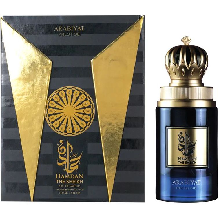 Arabiyat Prestige Hamdan The Sheikh 75ml – un parfum masculin elegant și opulent, construit pe un contrast între prospețimea citrică și profunzimea lemnoasă orientală, cu un caracter rafinat și impunător