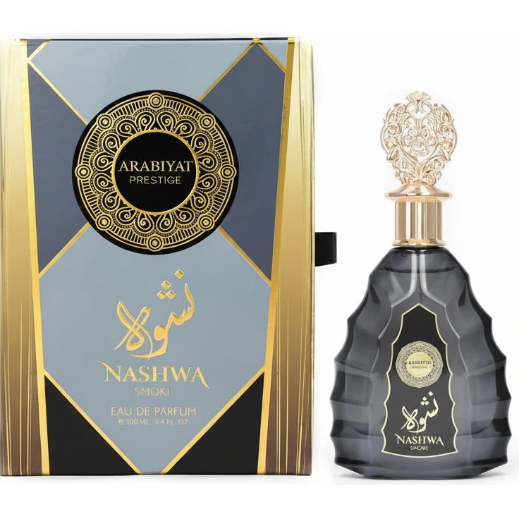 Arabiyat Prestige Nashwa Smoke 100ml – un parfum intens si misterios, cu un caracter afumat si oriental, ce combina caldura rasinilor cu note lemnoase adanci