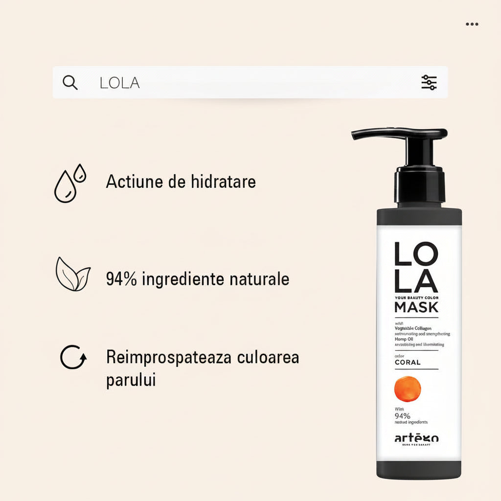 Artego Lola Mask Coral 200ml - Masca Nuantatoare Pentru Reflexe Aramii si Rosii
