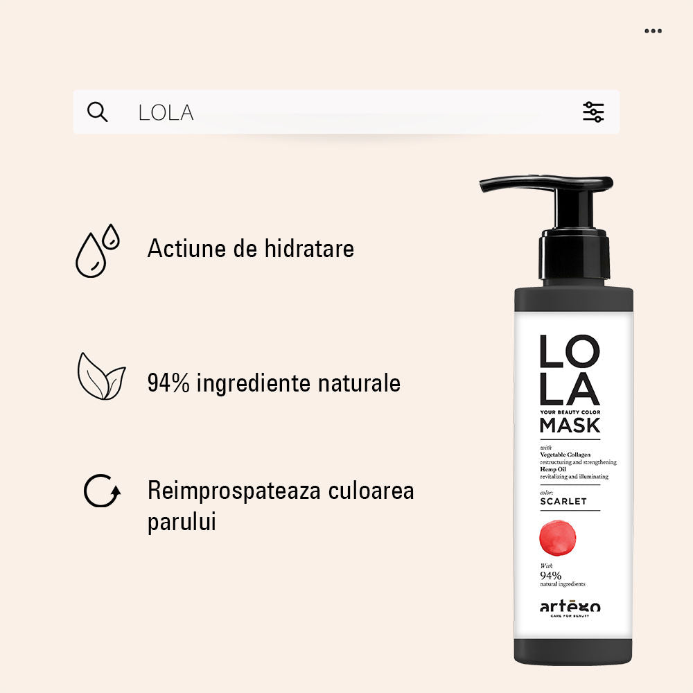 Artego Lola Mask Scarlet 200ml - Masca Nuantatoare Pentru Reflexe Rosii si Mahon