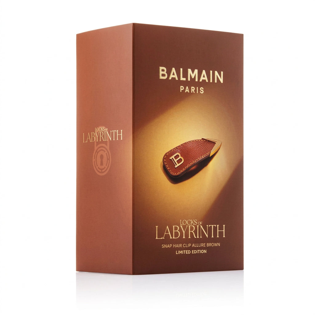 Balmain Snap Hair Clip Allure Brown Golden Twist - Agrafa de Par din Piele Naturala