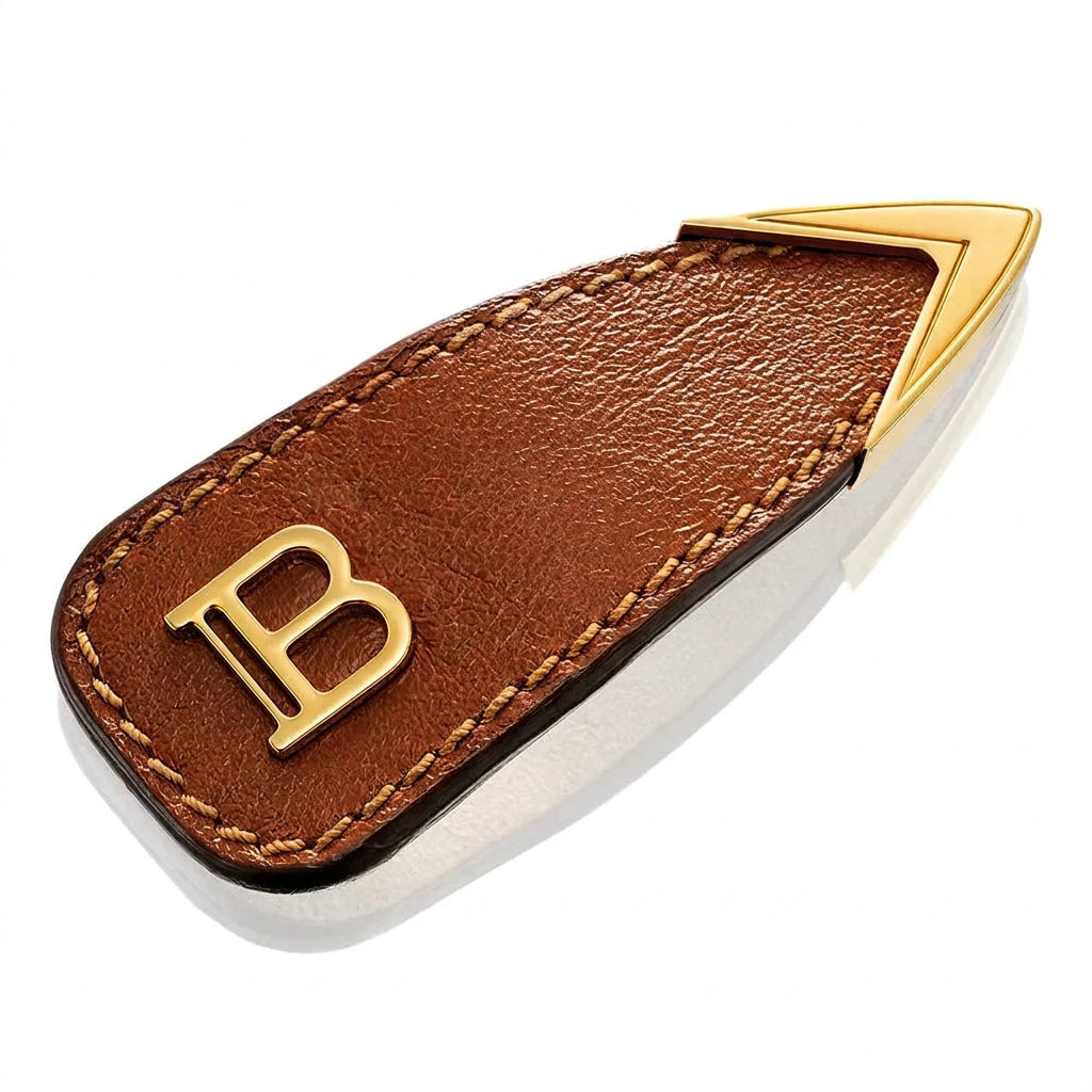 Balmain Snap Hair Clip Allure Brown Golden Twist - Agrafa de Par din Piele Naturala