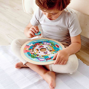 Hape Puzzle Rotund cu 2 Fete