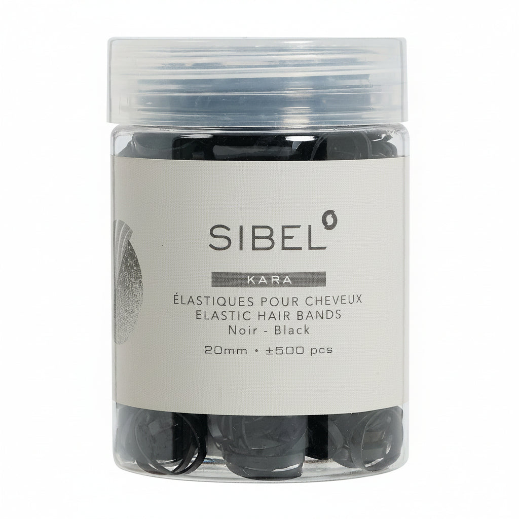 Sibel Elastic Hair Ties Black 19mm 500pcs - Set Elastice Negre Pentru Par