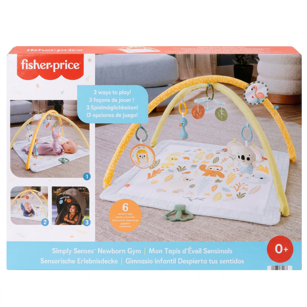 Fisher Price Simply Senses - Salteluta de Activitati Pentru Nou-Nascuti cu Jucarii Senzoriale