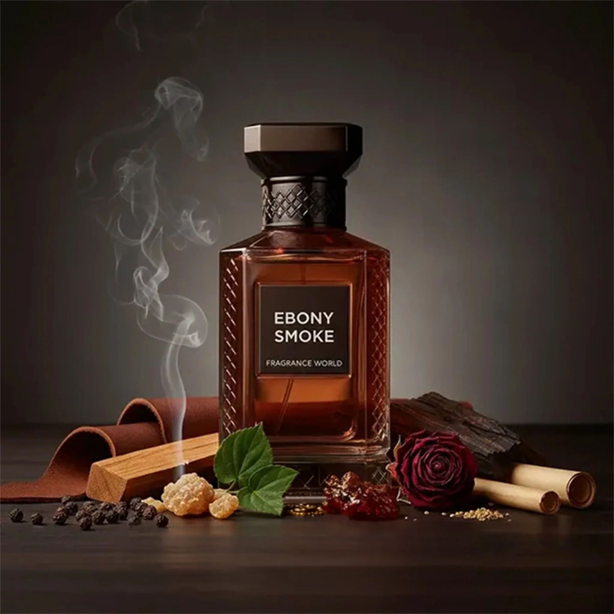 Fragrance World Ebony Smoke 100ml - Apa de Parfum Unisex Lemnos-Afumat-Oriental