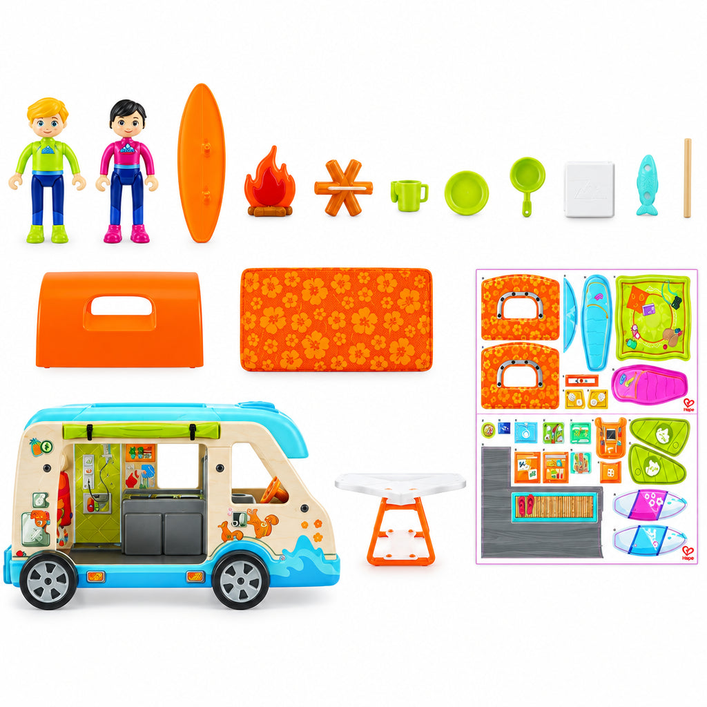 Hape Furgoneta de Aventura - Set de Joaca cu Papusi si Accesorii