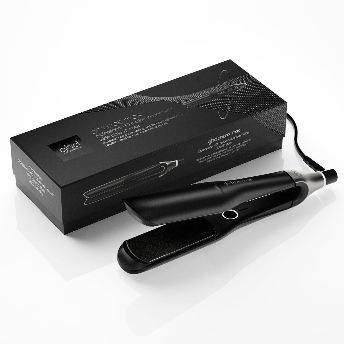 GHD Chronos Max Black Straightener - Placa Lata cu Tehnologie HD Motion Responsive