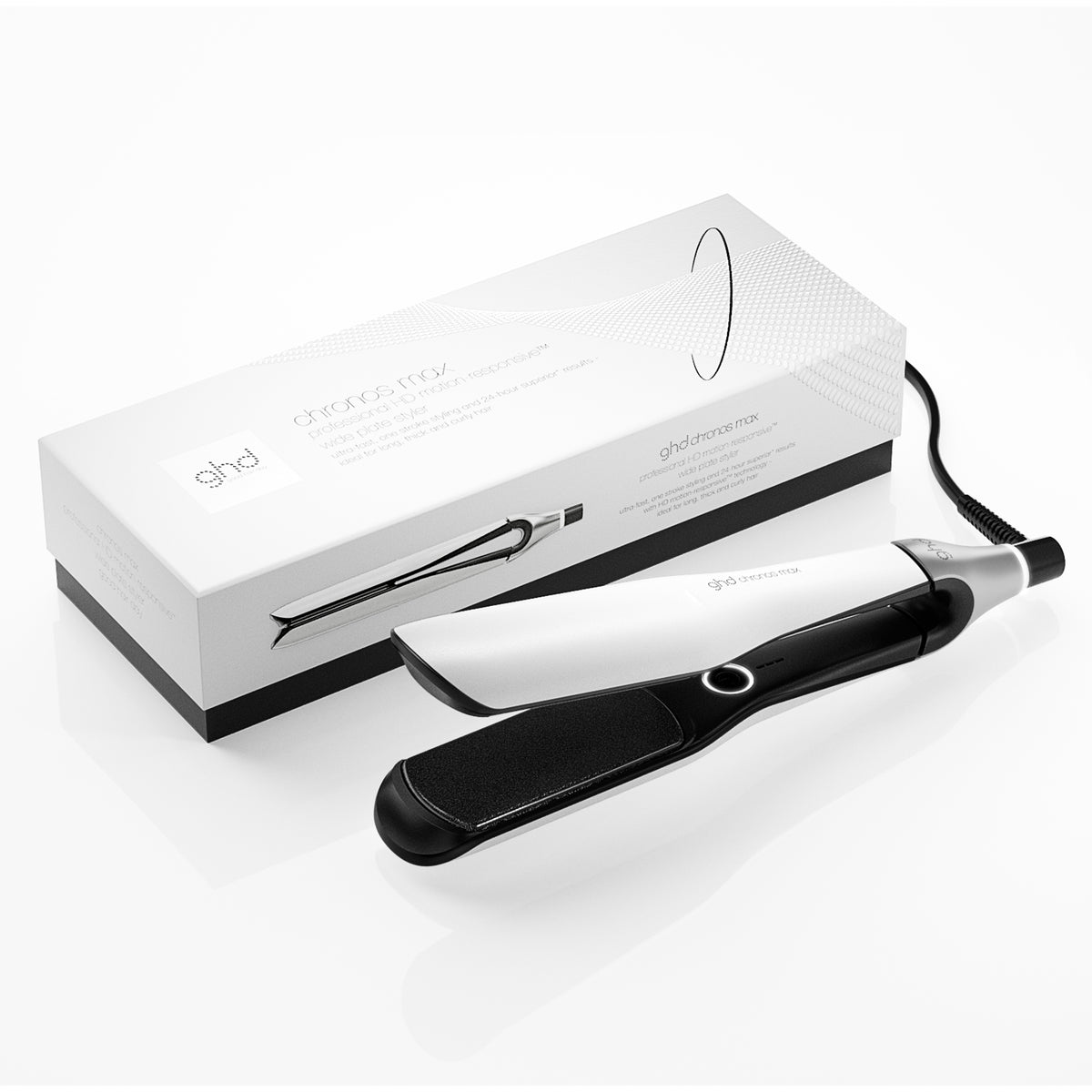 GHD Chronos Max White Straightener - Placa Lata HD Motion Responsive Pentru Par Gros Beauty Lounge