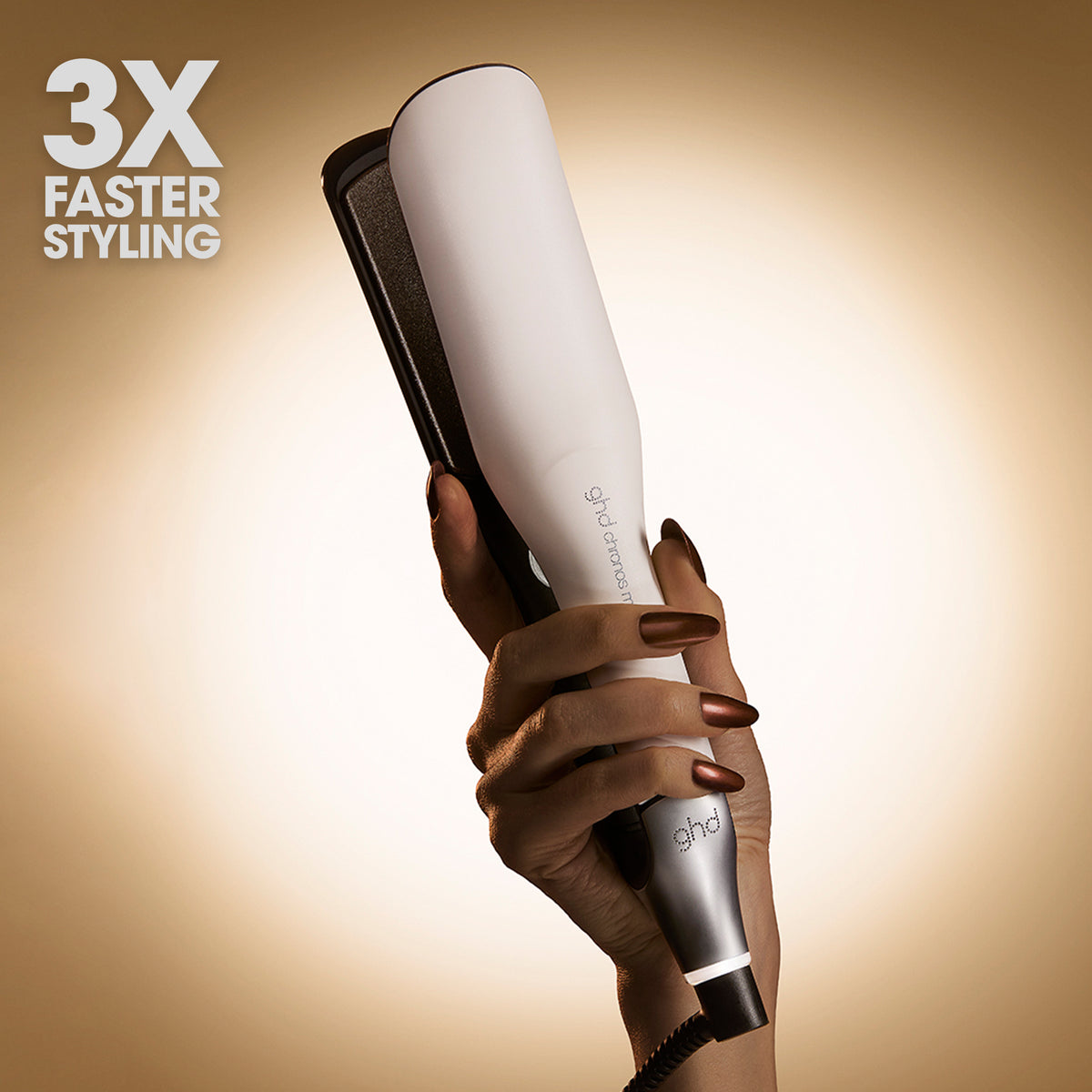 GHD Chronos Max White Straightener - Placa Lata HD Motion Responsive Pentru Par Gros