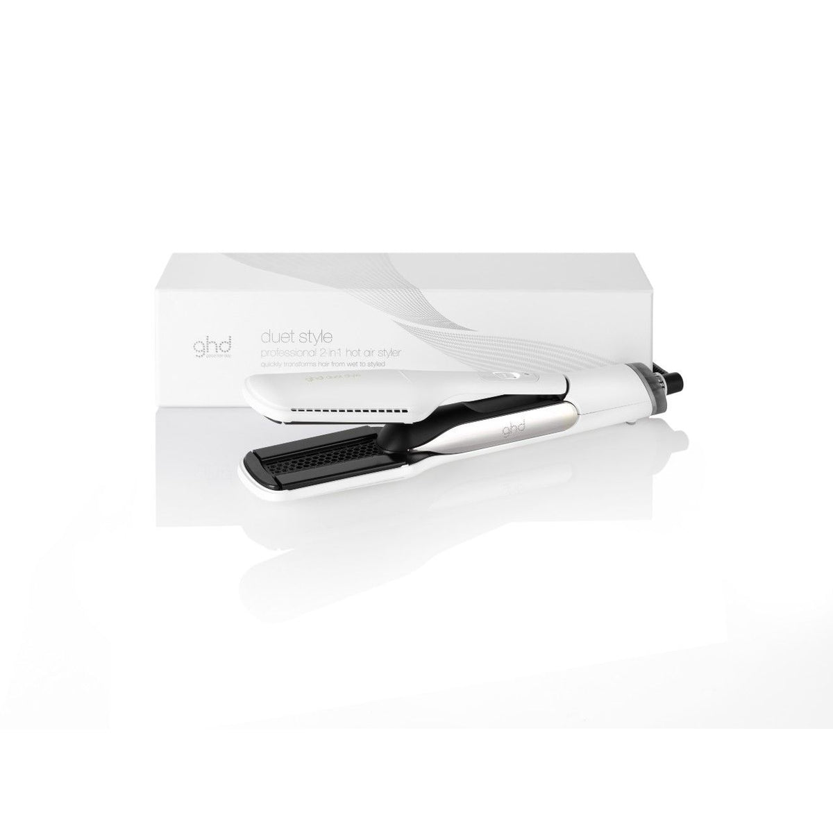GHD Duet Style White - Placa Profesionala cu Aer Cald 2-in-1 Pentru Uscare si Indreptare