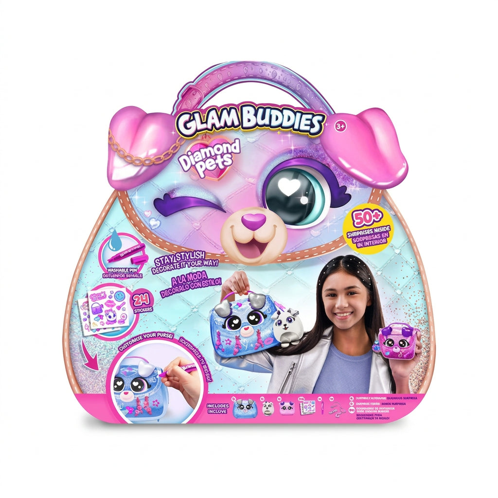 Glam Buddies Diamond Pets - Set 2 Gentute + Accesorii Surpriza