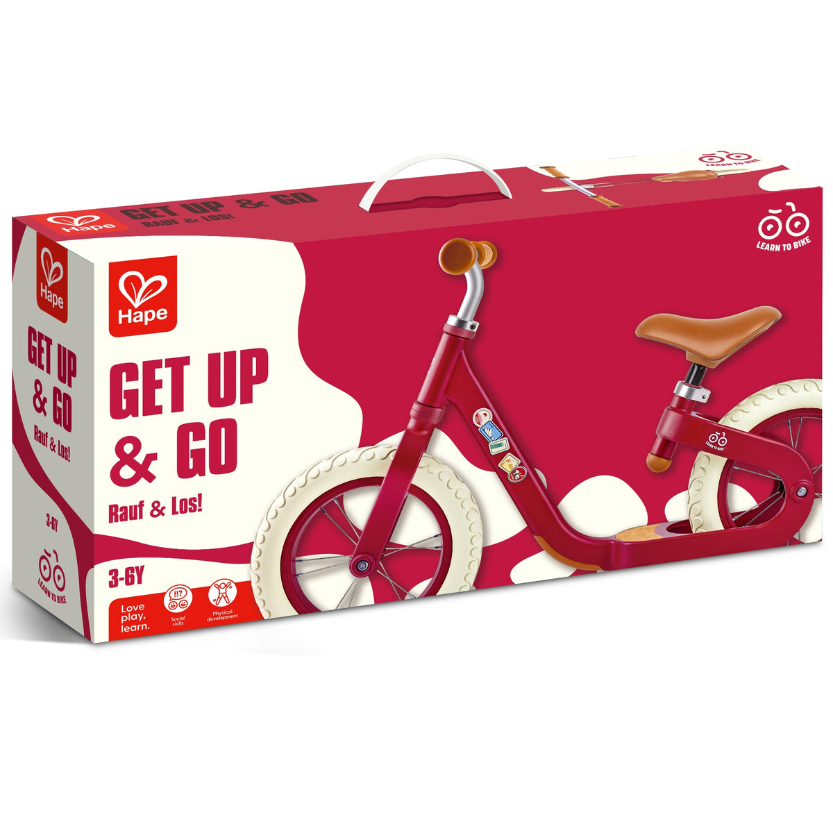 Hape Bicicleta Pentru Copii 3-6 Ani - Model cu 2 Roti Rosie