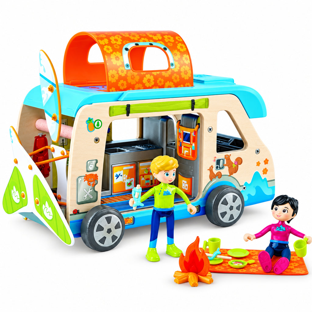 Hape Furgoneta de Aventura - Set de Joaca cu Papusi si Accesorii