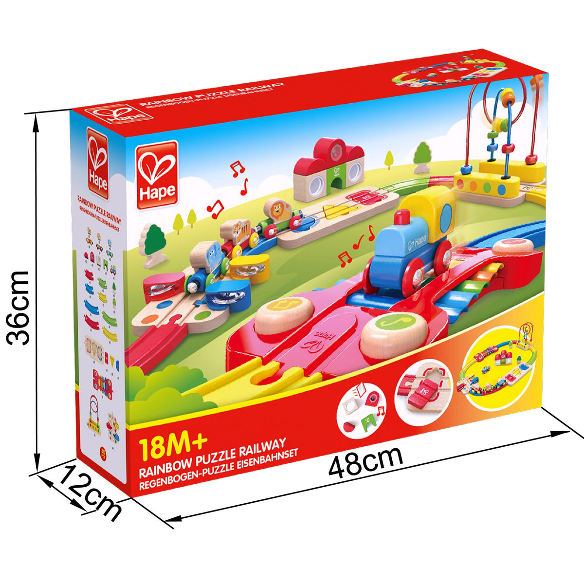 Hape Sina de Tren Curcubeu - Set Feroviar cu Xilofon si Tamburina