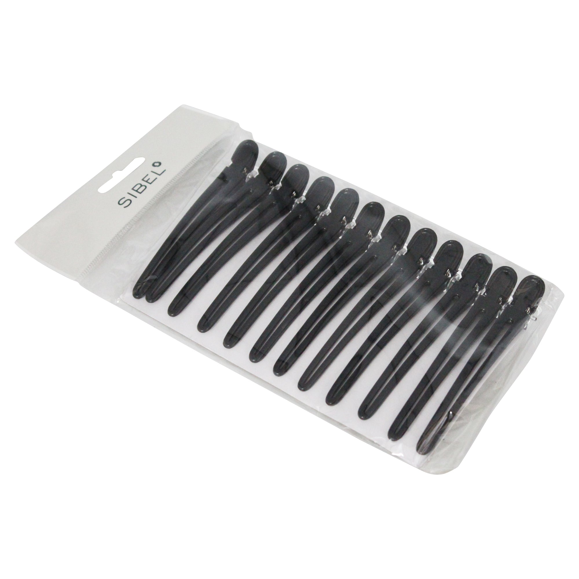 Sibel Section Clips Plasti-Alu Black 12pcs - Cleme Profesionale Pentru Secţionarea Parului